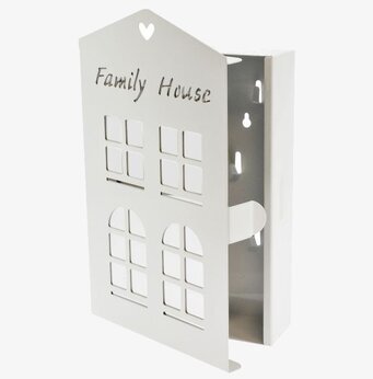 Bild av nyckelskåp i vit metall med hemtrevlig design