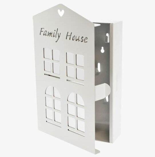 Bild av nyckelskåp i vit metall med hemtrevlig design