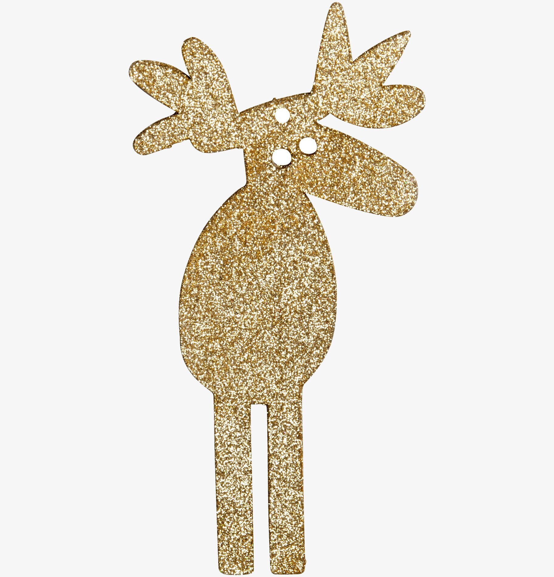 Bild av stiliserad älg i guldglitter för dekoration